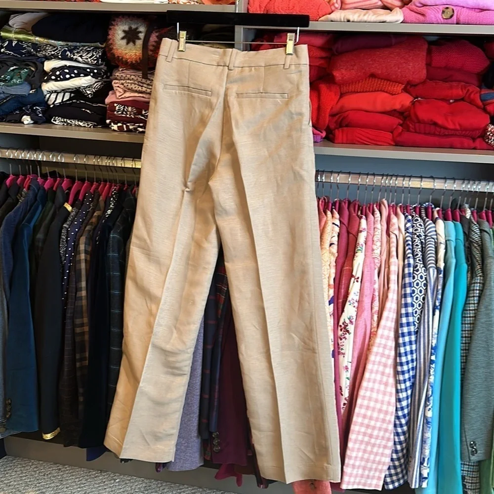 H&M tan linen blend pants size 4. NWT. Wide leg​